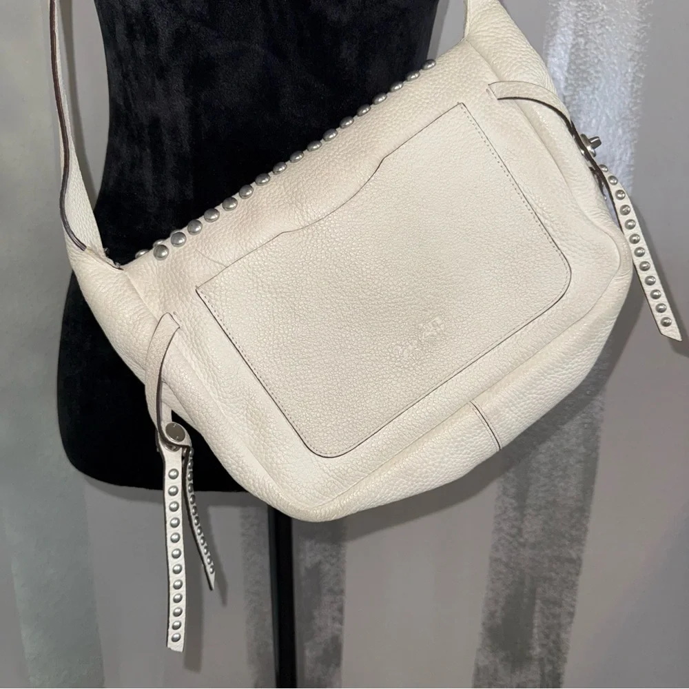 Coach Purse‎ Studded White Leather Crossbody Bag Vintage Y2K Biker Chic